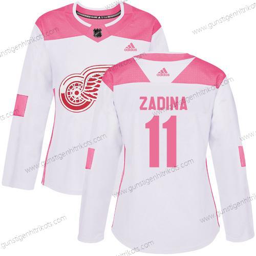 Adidas Frauen Detroit Red Wings #11 Filip Zadina Authentisch Trikots – Weiß Rosa