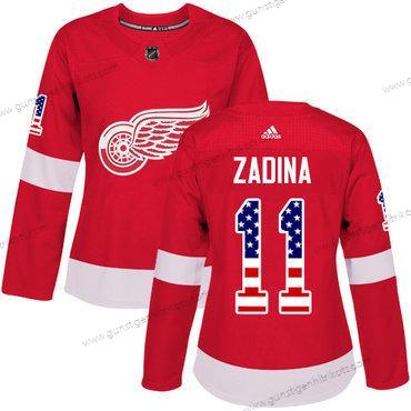 Adidas Frauen Detroit Red Wings #11 Filip Zadina Authentisch USA Flag Trikots – Rot