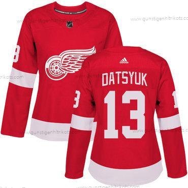 Adidas Frauen Detroit Red Wings #13 Pavel Datsyuk Heimtrikots Authentisch Strickerei NHL Trikots – Rot