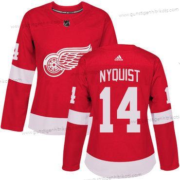 Adidas Frauen Detroit Red Wings #14 Gustav Nyquist Heimtrikots Authentisch Strickerei NHL Trikots – Rot