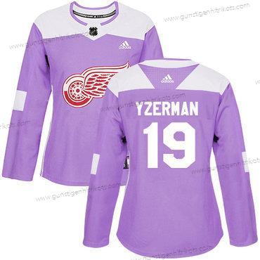 Adidas Frauen Detroit Red Wings #19 Steve Yzerman Authentisch Bekämpft Krebs Strickerei NHL Trikots – Lila