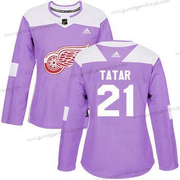 Adidas Frauen Detroit Red Wings #21 Tomas Tatar Authentisch Bekämpft Krebs Strickerei NHL Trikots – Lila