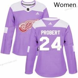 Adidas Frauen Detroit Red Wings 24 Bob Probert Authentisch Bekämpft Krebs Praxis NHL Trikots – Lila