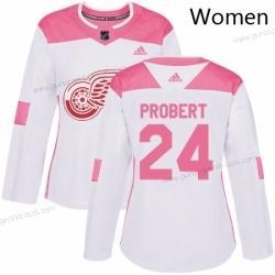 Adidas Frauen Detroit Red Wings 24 Bob Probert Authentisch NHL Trikots – Weiß Rosa