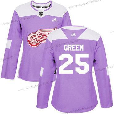 Adidas Frauen Detroit Red Wings #25 Mike Authentisch Bekämpft Krebs Strickerei NHL Trikots – Grün Lila