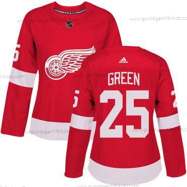 Adidas Frauen Detroit Red Wings #25 Mike Heimtrikots Authentisch Strickerei NHL Trikots – Grün Rot