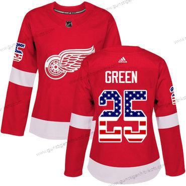 Adidas Frauen Detroit Red Wings #25 Mike Heimtrikots Authentisch USA Flag Strickerei NHL Trikots – Grün Rot