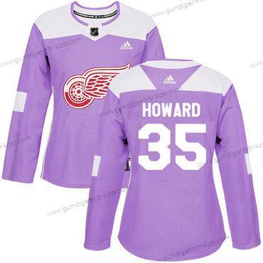 Adidas Frauen Detroit Red Wings #35 Jimmy Howard Authentisch Bekämpft Krebs Strickerei NHL Trikots – Lila