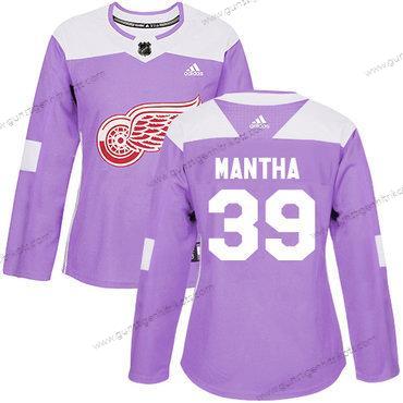 Adidas Frauen Detroit Red Wings #39 Anthony Mantha Authentisch Bekämpft Krebs Strickerei NHL Trikots – Lila