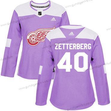 Adidas Frauen Detroit Red Wings #40 Henrik Zetterberg Authentisch Bekämpft Krebs Strickerei NHL Trikots – Lila