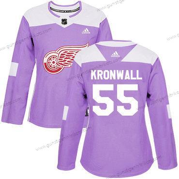 Adidas Frauen Detroit Red Wings #55 Niklas Kronwall Authentisch Bekämpft Krebs Strickerei NHL Trikots – Lila