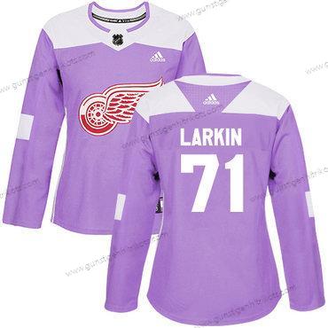 Adidas Frauen Detroit Red Wings #71 Dylan Larkin Authentisch Bekämpft Krebs Strickerei NHL Trikots – Lila