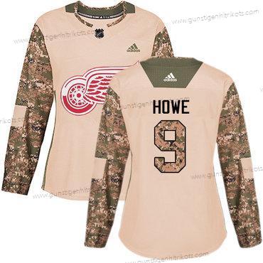 Adidas Frauen Detroit Red Wings #9 Gordie Howe Authentisch 2017 Veterans Day Strickerei NHL Trikots – Tarnfarbe