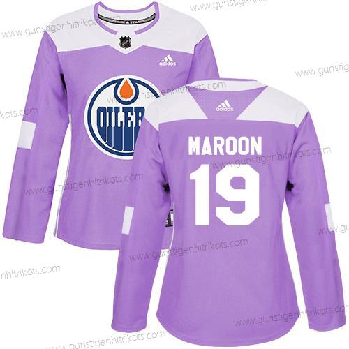 Adidas Frauen Edmonton Oilers #19 Patrick Maroon Authentisch Bekämpft Krebs Strickerei NHL Trikots – Lila