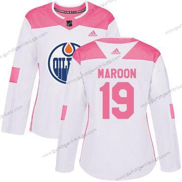 Adidas Frauen Edmonton Oilers #19 Patrick Maroon Authentisch Strickerei NHL Trikots – Weiß Rosa