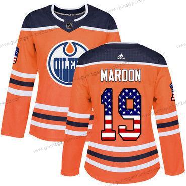 Adidas Frauen Edmonton Oilers #19 Patrick Maroon Heimtrikots Authentisch USA Flag Strickerei NHL Trikots – Orange