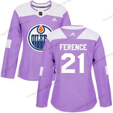 Adidas Frauen Edmonton Oilers #21 Andrew Ference Authentisch Bekämpft Krebs Strickerei NHL Trikots – Lila