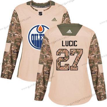 Adidas Frauen Edmonton Oilers #27 Milan Lucic Authentisch 2017 Veterans Day Strickerei NHL Trikots – Tarnfarbe