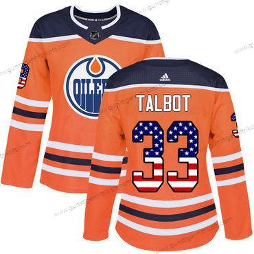 Adidas Frauen Edmonton Oilers #33 Cam Talbot Heimtrikots Authentisch USA Flag Strickerei NHL Trikots – Orange