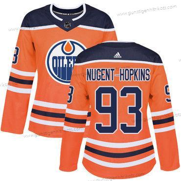 Adidas Frauen Edmonton Oilers #93 Ryan Nugent-Hopkins Heimtrikots Authentisch Strickerei NHL Trikots – Orange