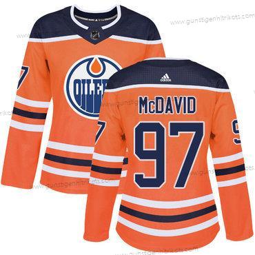 Adidas Frauen Edmonton Oilers #97 Connor Mcdavid Heimtrikots Authentisch Strickerei NHL Trikots – Orange