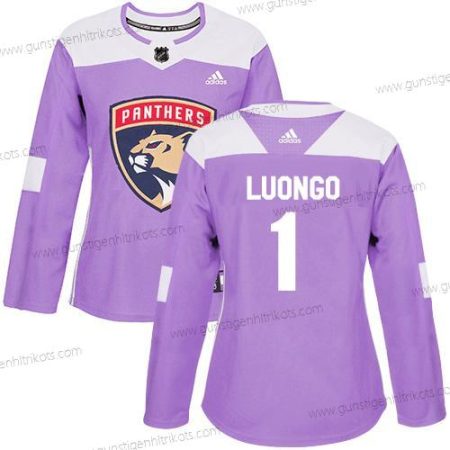 Adidas Frauen Florida Panthers #1 Roberto Luongo Authentisch Bekämpft Krebs Strickerei NHL Trikots – Lila