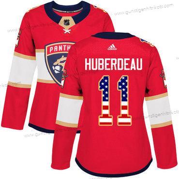 Adidas Frauen Florida Panthers #11 Jonathan Huberdeau Heimtrikots Authentisch USA Flag Strickerei NHL Trikots – Rot