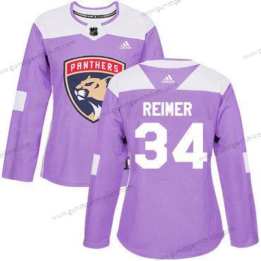 Adidas Frauen Florida Panthers #34 James Reimer Authentisch Bekämpft Krebs Strickerei NHL Trikots – Lila