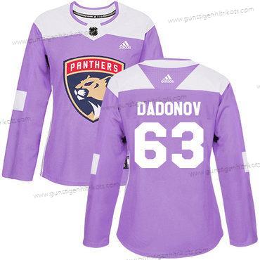 Adidas Frauen Florida Panthers #63 Evgenii Dadonov Authentisch Bekämpft Krebs Strickerei NHL Trikots – Lila