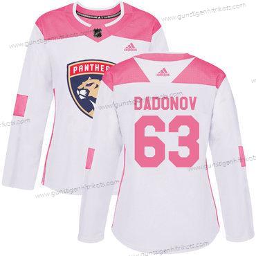 Adidas Frauen Florida Panthers #63 Evgenii Dadonov Authentisch Strickerei NHL Trikots – Weiß Rosa