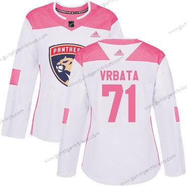 Adidas Frauen Florida Panthers #71 Radim Vrbata Authentisch Strickerei NHL Trikots – Weiß Rosa