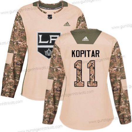 Adidas Frauen Los Angeles Kings #11 Anze Kopitar Authentisch 2017 Veterans Day Strickerei NHL Trikots – Tarnfarbe