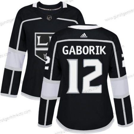 Adidas Frauen Los Angeles Kings #12 Marian Gaborik Heimtrikots Authentisch Strickerei NHL Trikots – Schwarz