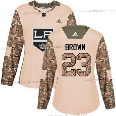 Adidas Frauen Los Angeles Kings #23 Dustin Brown Authentisch 2017 Veterans Day Strickerei NHL Trikots – Tarnfarbe