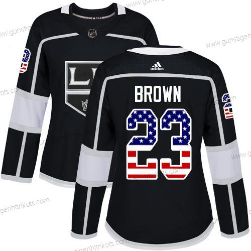 Adidas Frauen Los Angeles Kings #23 Dustin Brown Heimtrikots Authentisch USA Flag Strickerei NHL Trikots – Schwarz