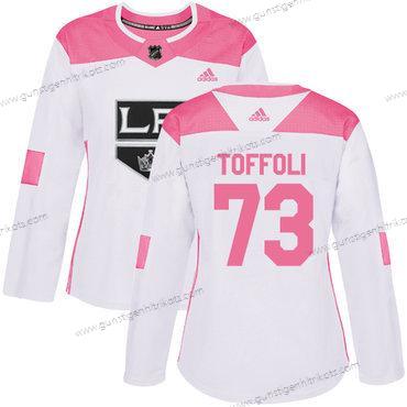 Adidas Frauen Los Angeles Kings #73 Tyler Toffoli Authentisch Strickerei NHL Trikots – Weiß Rosa