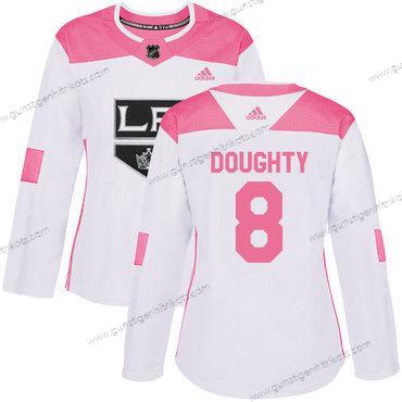 Adidas Frauen Los Angeles Kings #8 Drew Doughty Authentisch Strickerei NHL Trikots – Weiß Rosa