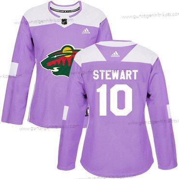 Adidas Frauen Minnesota Wild #10 Chris Stewart Authentisch Bekämpft Krebs Strickerei NHL Trikots – Lila