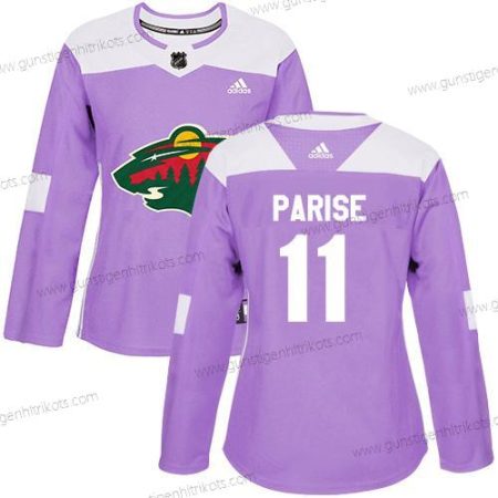 Adidas Frauen Minnesota Wild #11 Zach Parise Authentisch Bekämpft Krebs Strickerei NHL Trikots – Lila