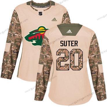 Adidas Frauen Minnesota Wild #20 Ryan Suter Authentisch 2017 Veterans Day Strickerei NHL Trikots – Tarnfarbe