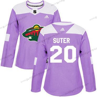 Adidas Frauen Minnesota Wild #20 Ryan Suter Authentisch Bekämpft Krebs Strickerei NHL Trikots – Lila