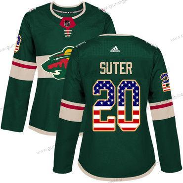 Adidas Frauen Minnesota Wild #20 Ryan Suter Heimtrikots Authentisch USA Flag Strickerei NHL Trikots – Grün