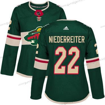 Adidas Frauen Minnesota Wild #22 Nino Niederreiter Heimtrikots Authentisch Strickerei NHL Trikots – Grün