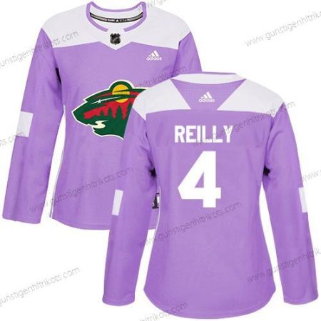 Adidas Frauen Minnesota Wild #4 Mike Reilly Authentisch Bekämpft Krebs Strickerei NHL Trikots – Lila