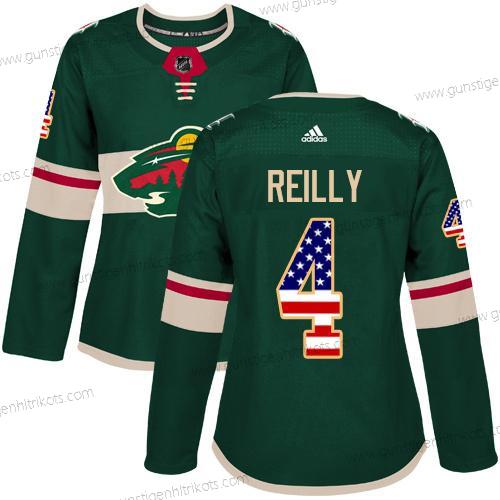 Adidas Frauen Minnesota Wild #4 Mike Reilly Heimtrikots Authentisch USA Flag Strickerei NHL Trikots – Grün