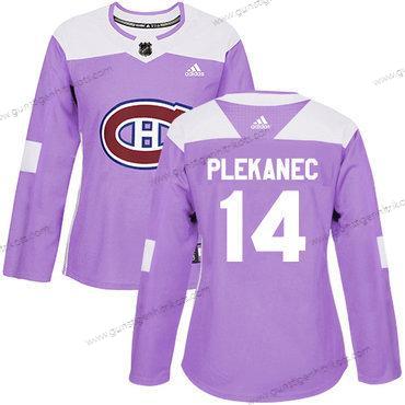 Adidas Frauen Montreal Canadiens #14 Tomas Plekanec Authentisch Bekämpft Krebs Strickerei NHL Trikots – Lila