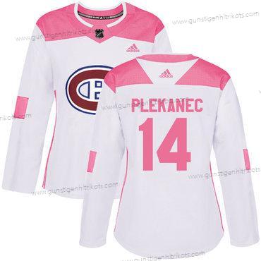 Adidas Frauen Montreal Canadiens #14 Tomas Plekanec Authentisch Strickerei NHL Trikots – Weiß Rosa