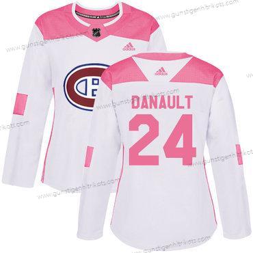 Adidas Frauen Montreal Canadiens #24 Phillip Danault Authentisch Strickerei NHL Trikots – Weiß Rosa