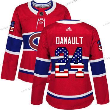 Adidas Frauen Montreal Canadiens #24 Phillip Danault Heimtrikots Authentisch USA Flag Strickerei NHL Trikots – Rot