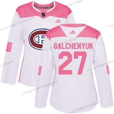 Adidas Frauen Montreal Canadiens #27 Alex Galchenyuk Authentisch Strickerei NHL Trikots – Weiß Rosa